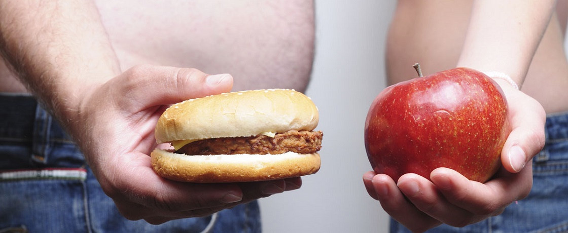 obezite, elma, hamburger